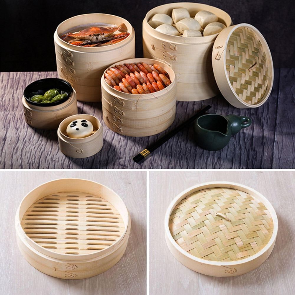 Bao Steamer Bamboo - Vapor de bambu com tampa para